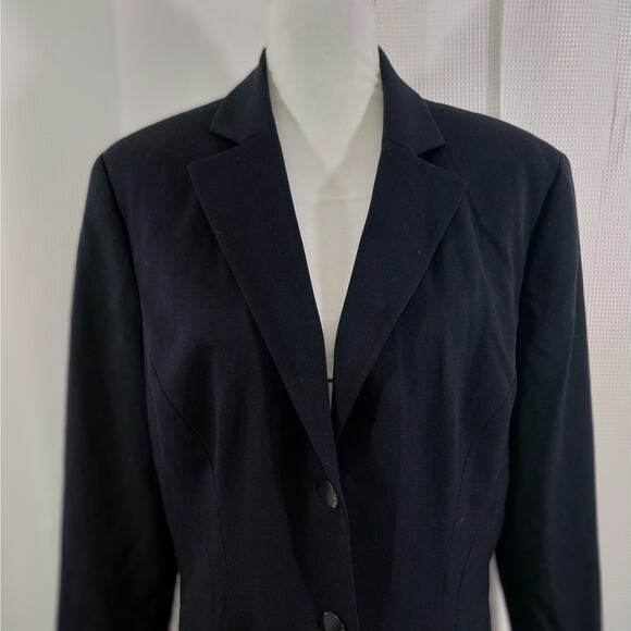 LARRY LEVINE/DRESSBARN! TAILORED BLACK LONG LGTH, DRAPEY & ELEGANT JACKET! SZ 14 - Picture 4 of 14